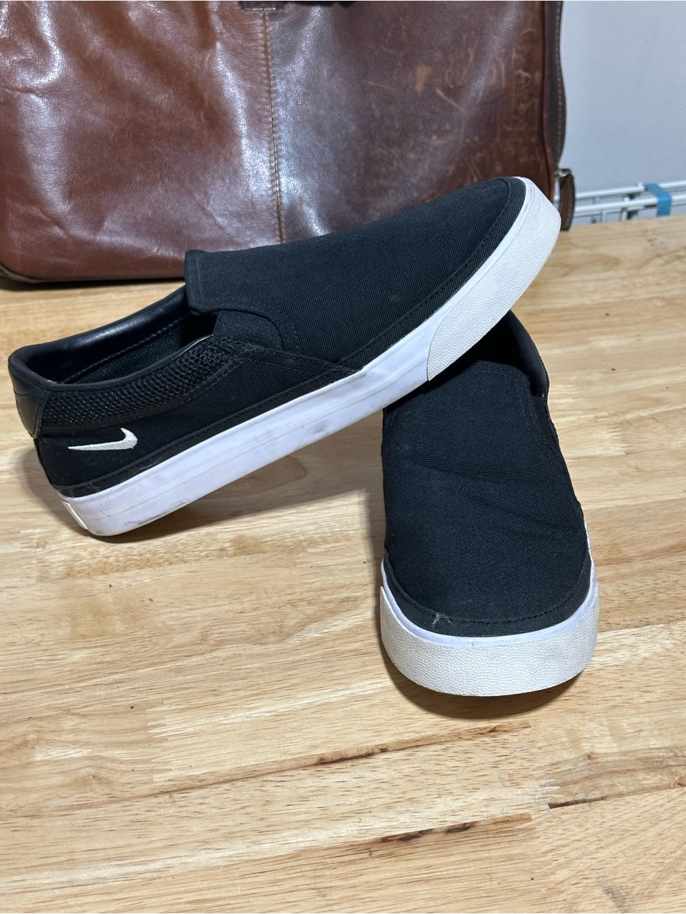Nike Black Slip-On Canvas Loafers with White Sole